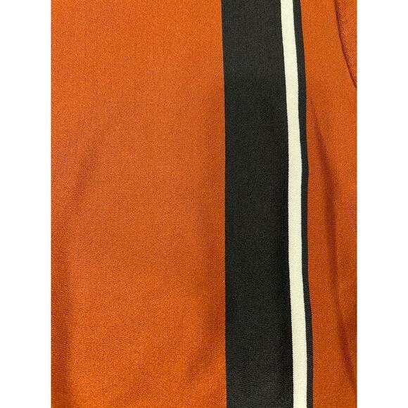 Men’s PJ PAUL JONES Rust Knit Vertical Stripe Crew Short Sleeve Shirt Size S - Picture 4 of 9